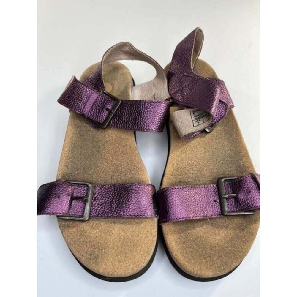 Revitalign  Metallic Purple Adjustable Buckle Slip On Sandals Shoes Women's 7